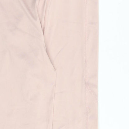 Brand and care label for Ellesse women’s pink polyester compression leggings, size UK 12, regular
