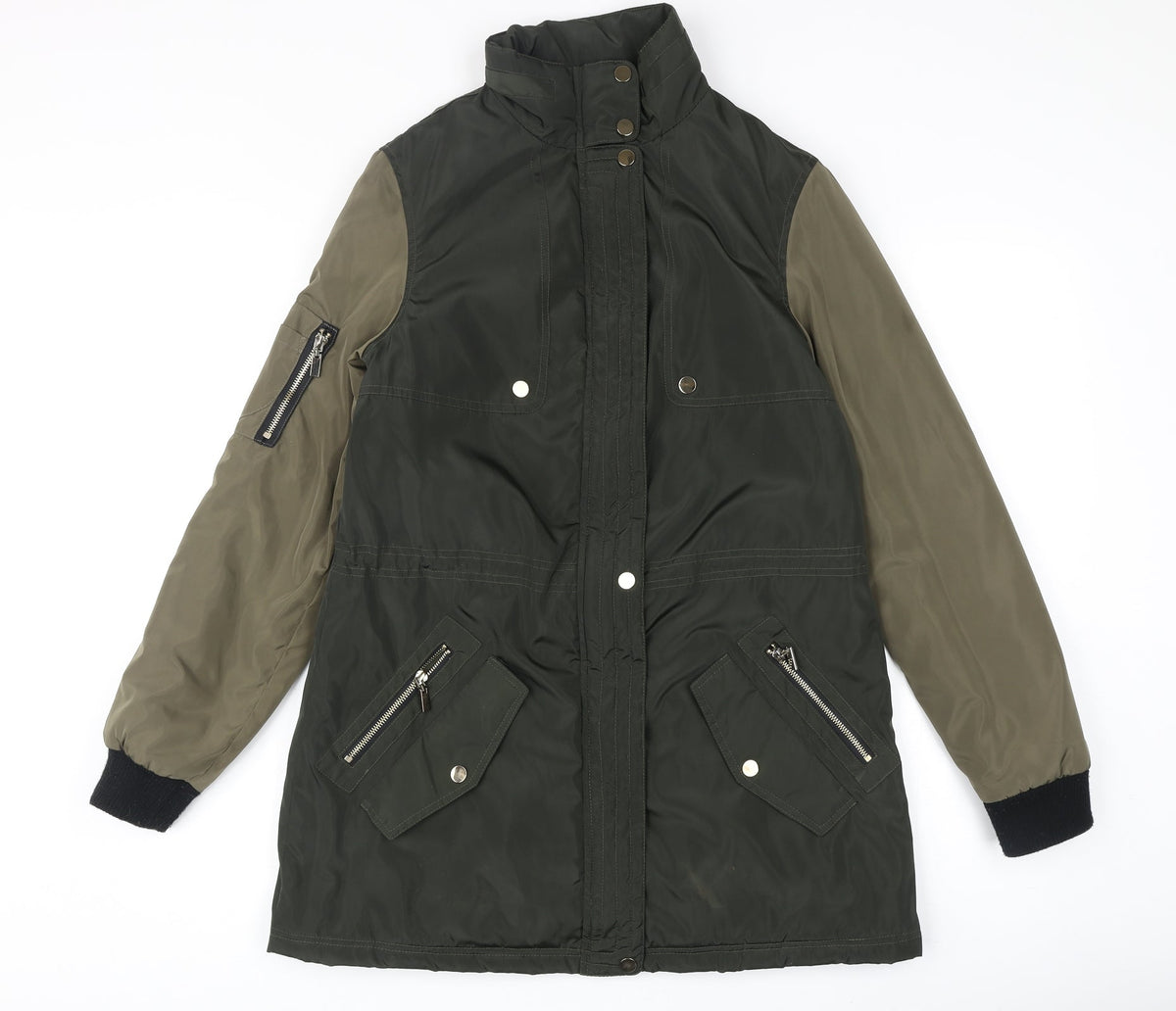 A&G Womens Green Overcoat Coat Size M Zip