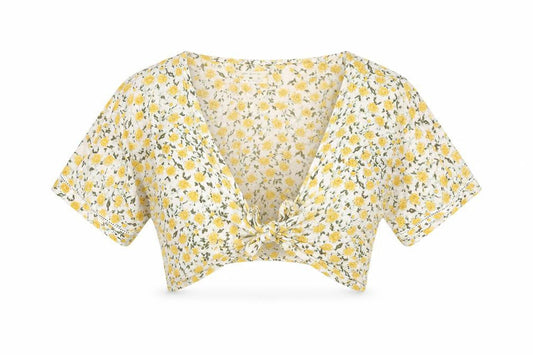 Urban Outfitters Womens Multicoloured Floral Polyester Cropped Blouse Size M Round Neck