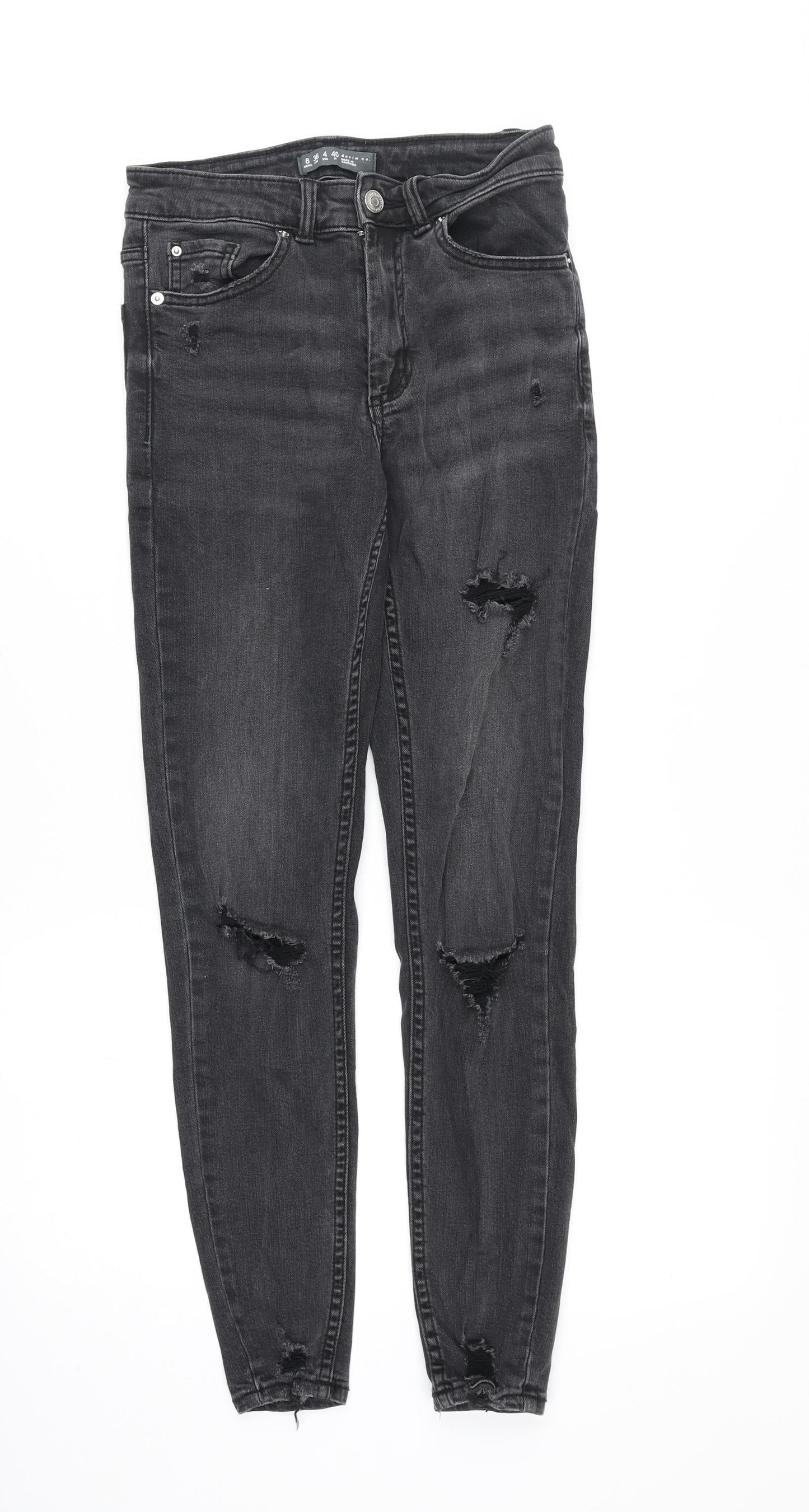 Denim & Co. Womens Grey Cotton Skinny Jeans Size 8 Regular Zip