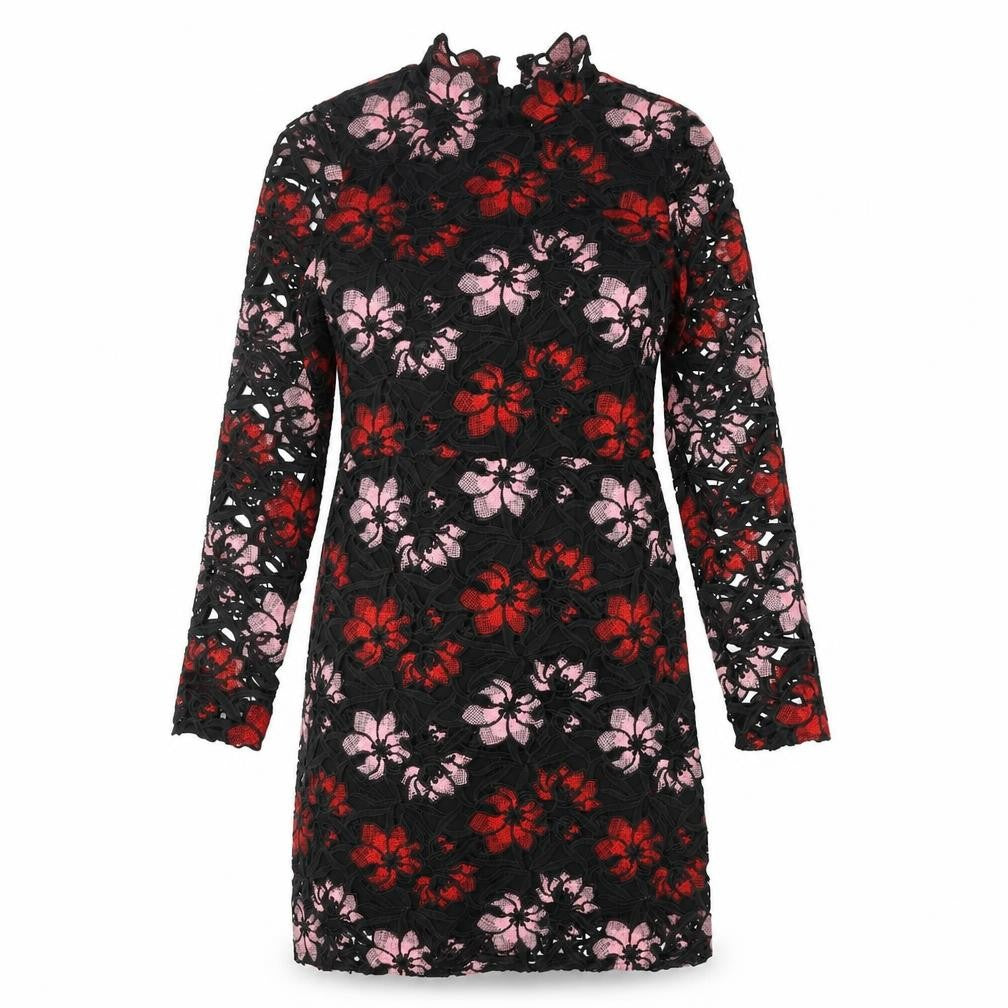 Berkertex Womens Multicoloured Floral Polyester Shift Size 8 Mock Neck Zip