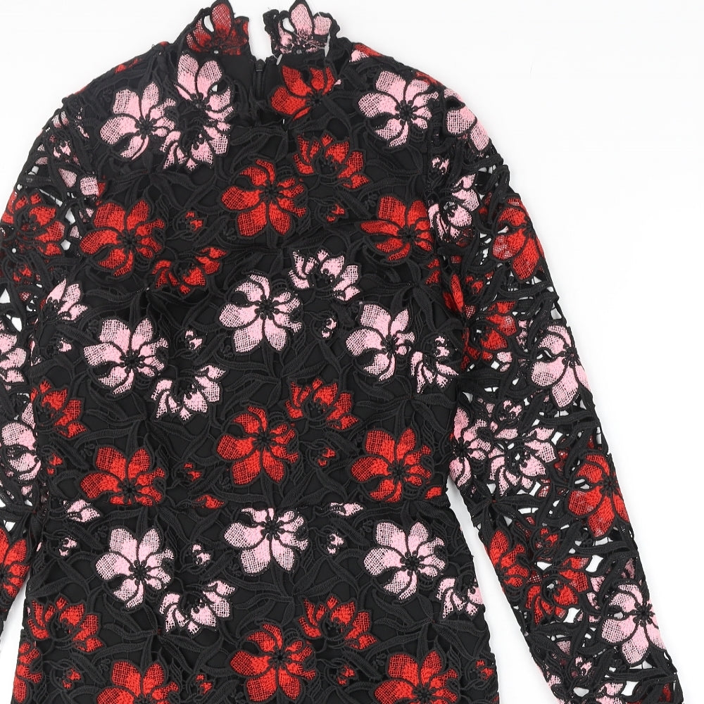 Berkertex Womens Multicoloured Floral Polyester Shift Size 8 Mock Neck Zip