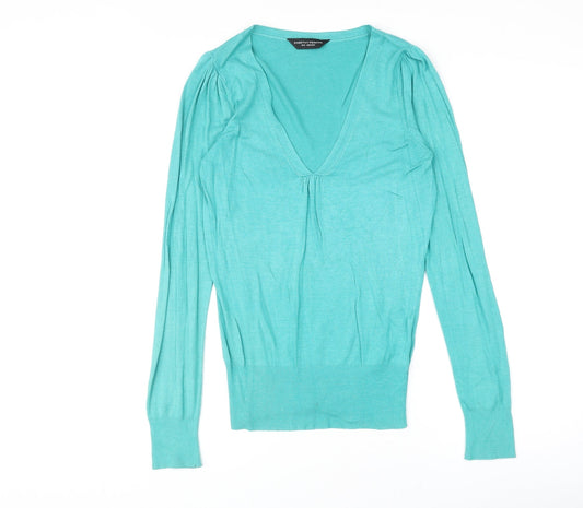 Dorothy Perkins Womens Green V-Neck Acrylic Pullover Jumper Size 8