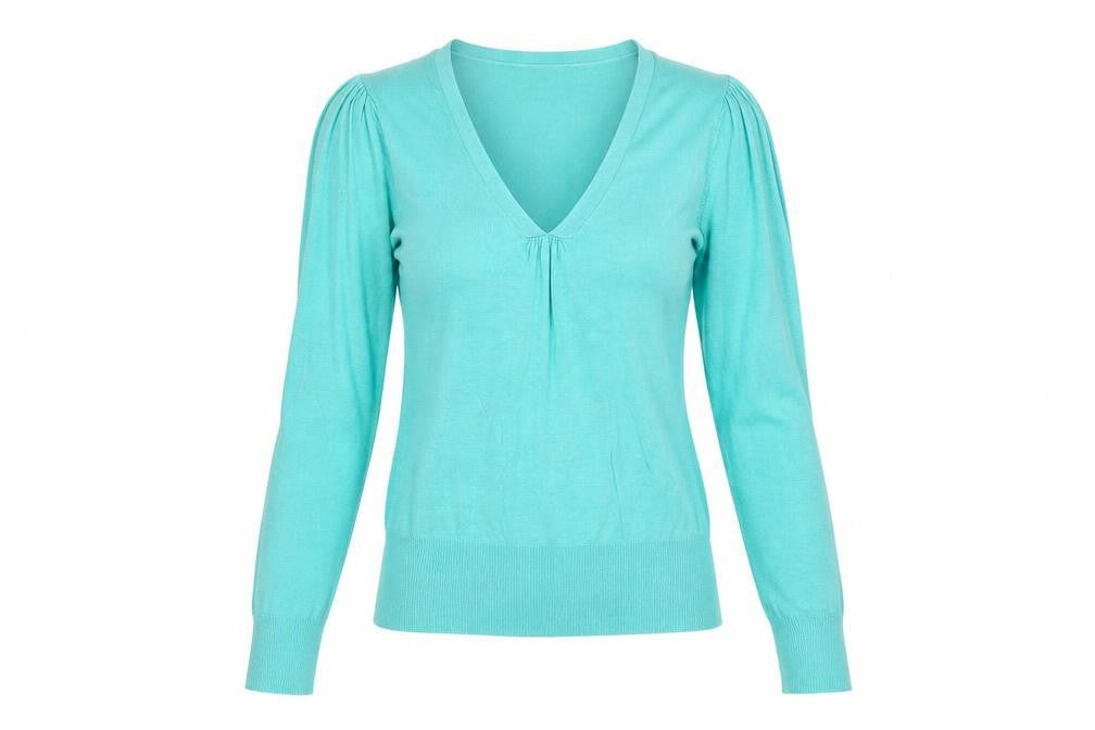 Dorothy Perkins Womens Green V-Neck Acrylic Pullover Jumper Size 8