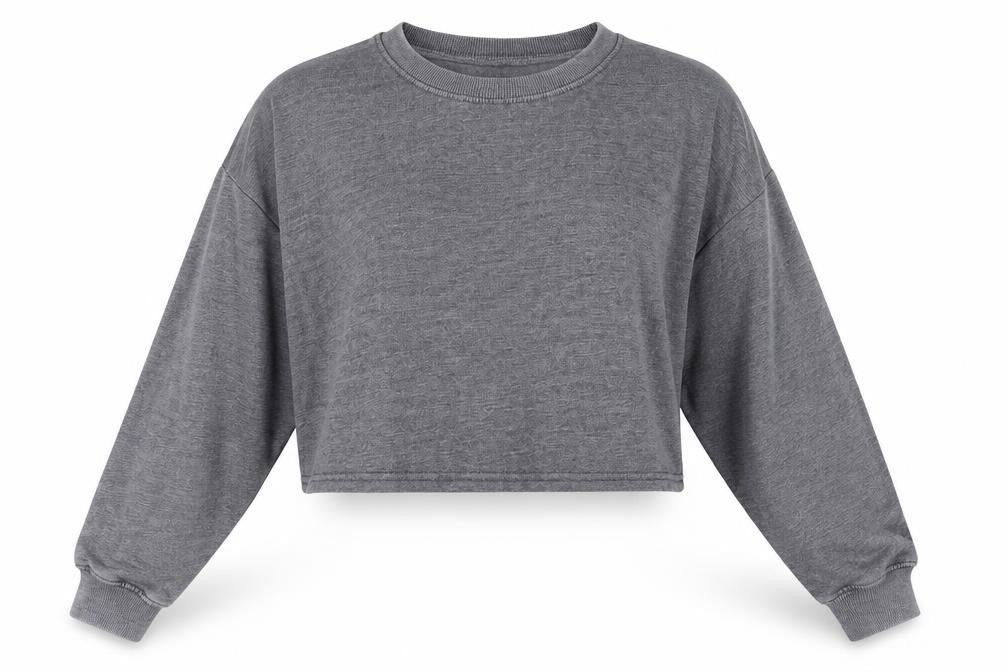 Missguided Womens Grey Cotton Pullover Sweatshirt Size 10 Pullover - Cropped