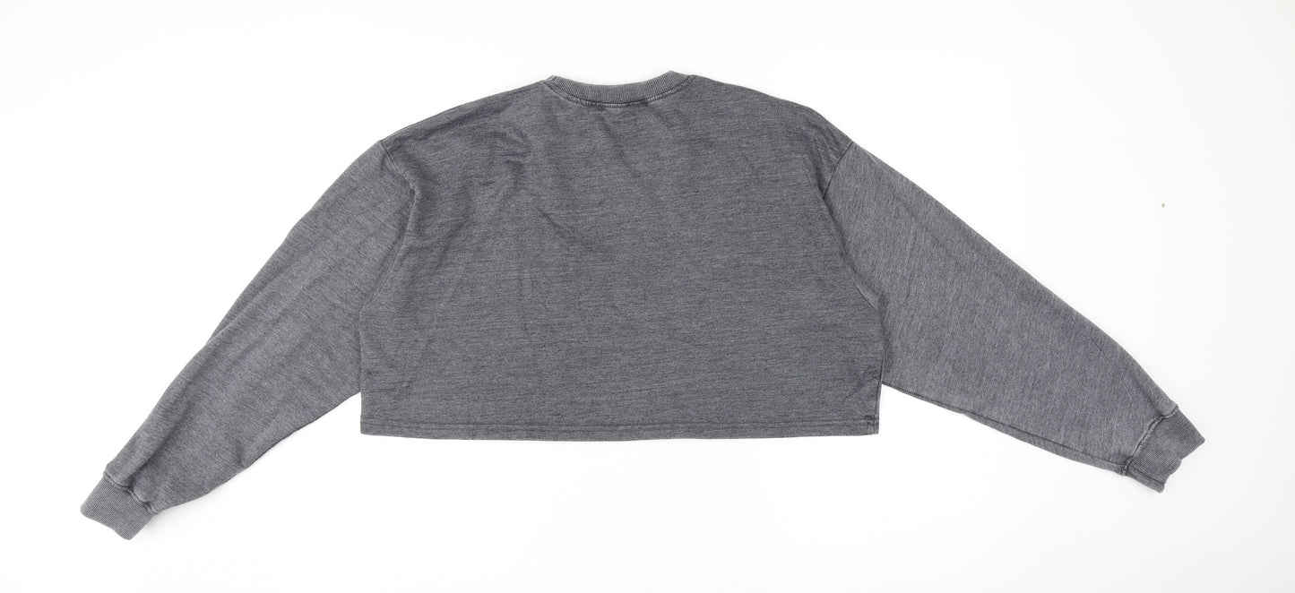 Missguided Womens Grey Cotton Pullover Sweatshirt Size 10 Pullover - Cropped