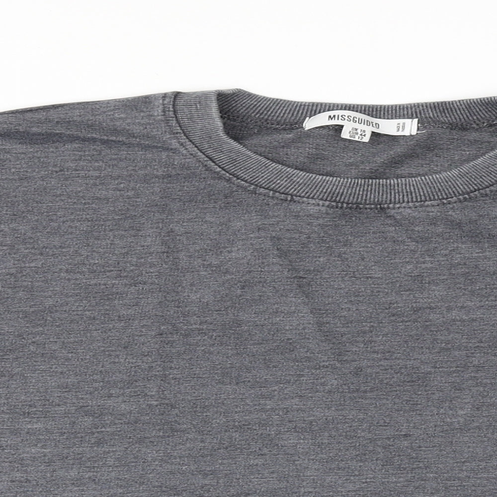Missguided Womens Grey Cotton Pullover Sweatshirt Size 10 Pullover - Cropped