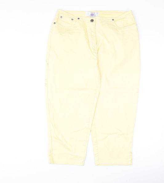 JDY Womens Yellow Cotton Straight Jeans Size 14 Regular Zip