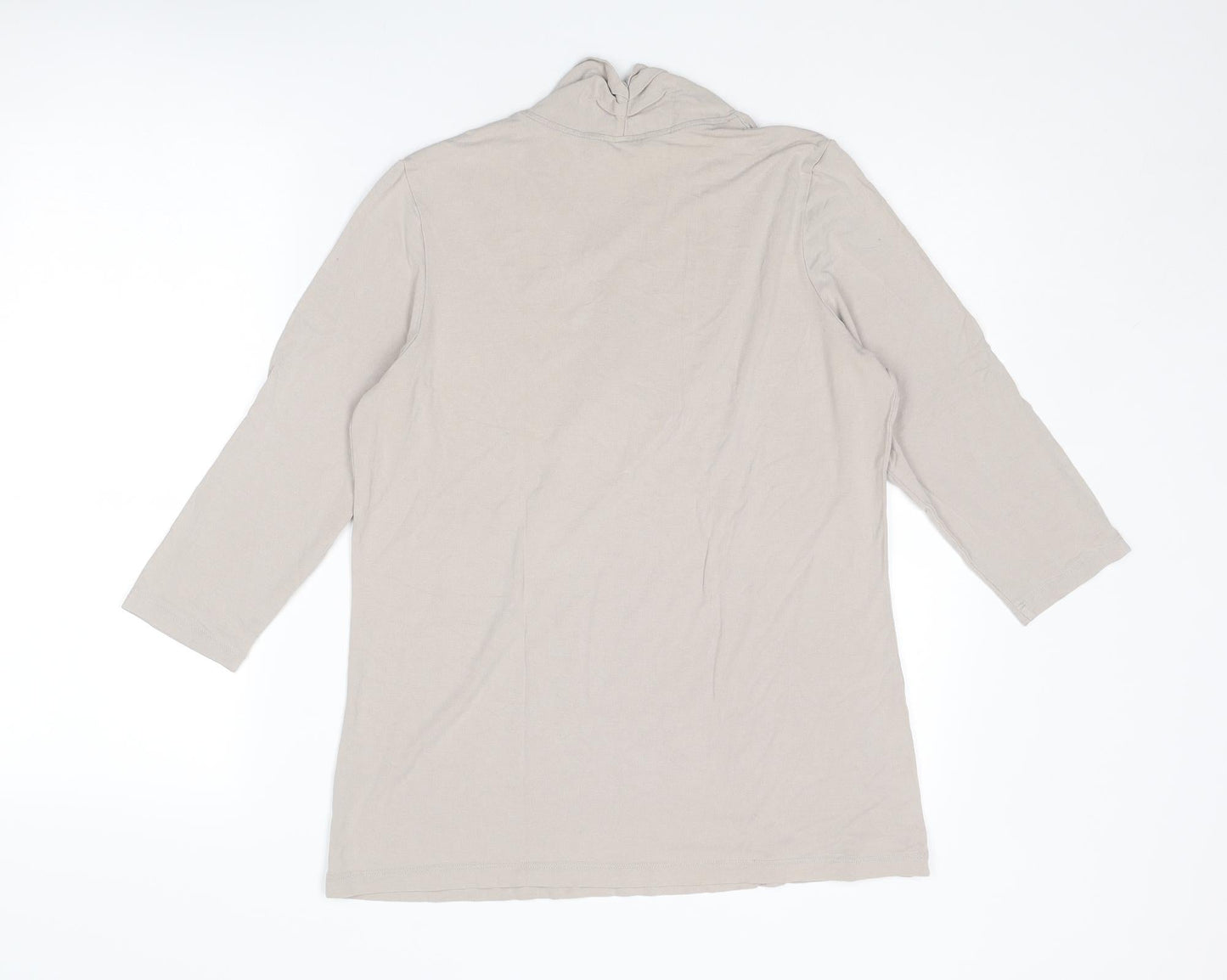 Marks and Spencer Womens Beige Viscose Basic T-Shirt Size 16 Collared