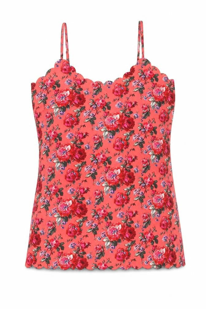 Oasis Womens Pink Floral Polyester Basic Tank Size 10 V-Neck