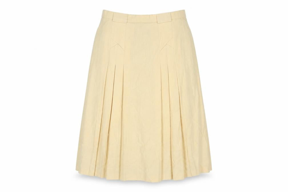 C&A Womens Yellow Polyester Pleated Skirt Size 16 Zip