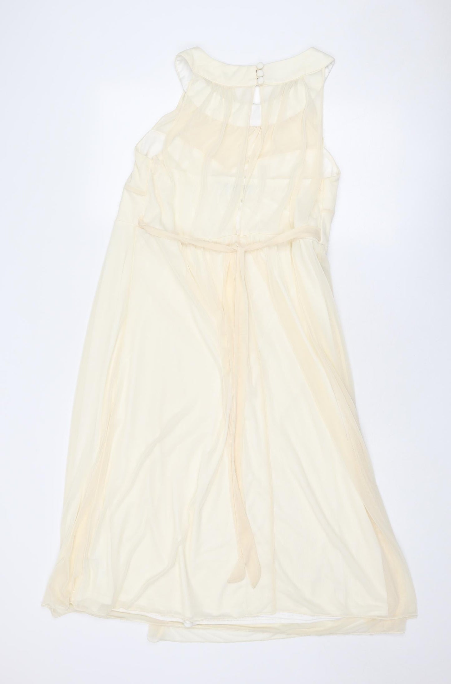 Joanna Hope Womens Ivory Polyester Trapeze & Swing Size 16 Round Neck Button