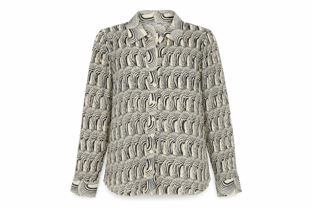 Mia Moda Womens Beige Geometric Polyester Basic Button-Up Size 18 Collared