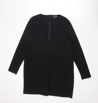 Additional front view of Missguided women’s black polyester a-line, size UK 12, v-neck zip