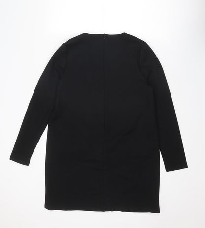 Back view of Missguided women’s black polyester a-line, size UK 12, v-neck zip