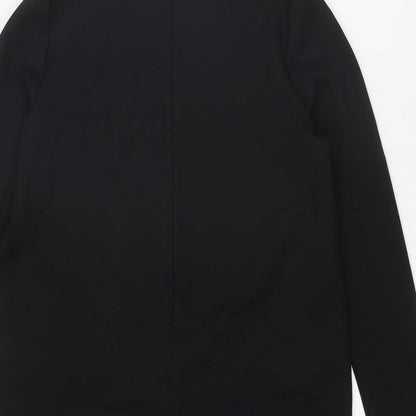 Brand and care label for Missguided women’s black polyester a-line, size UK 12, v-neck zip