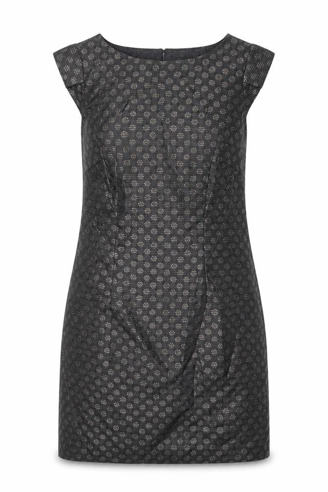Coast Womens Black Geometric Polyester Shift Size 10 Round Neck Zip