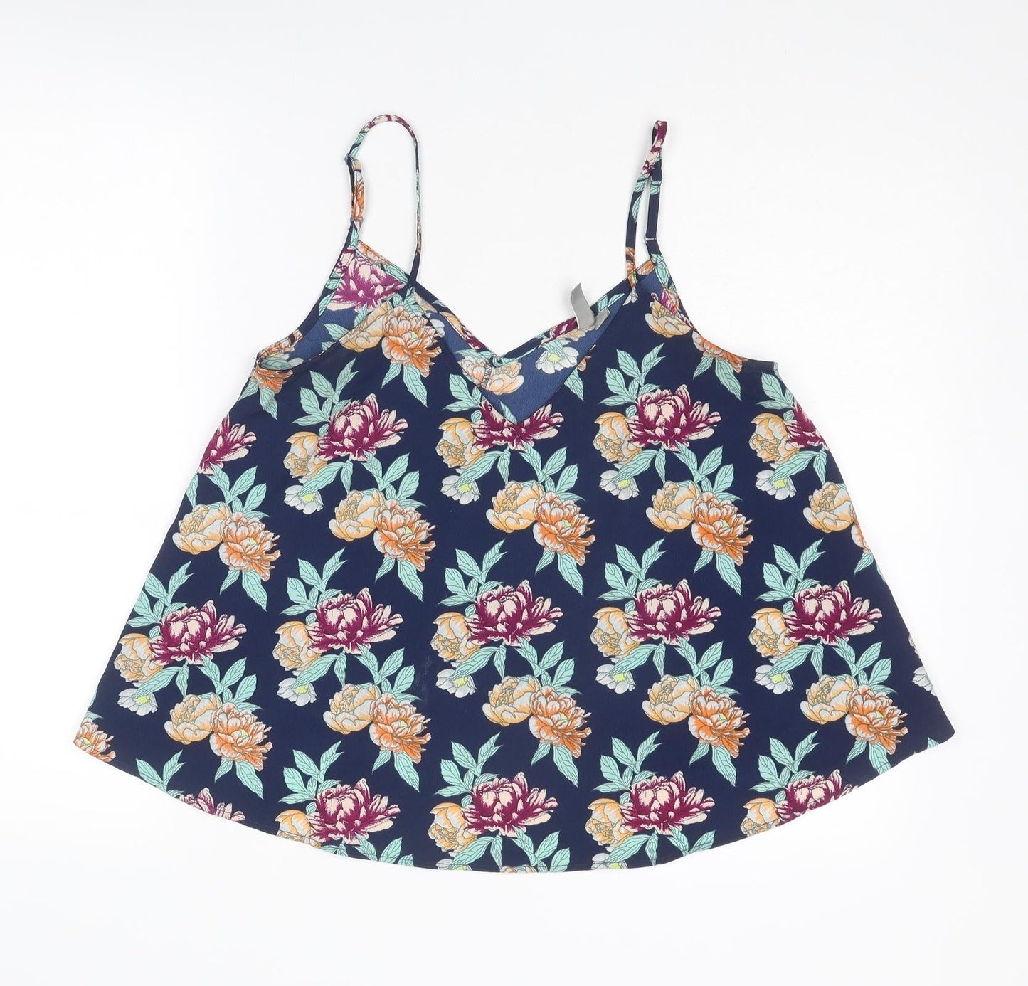 ASOS Womens Multicoloured Floral Polyester Basic Tank Size 12 V-Neck