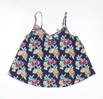 Additional front view of ASOS women’s multicoloured floral polyester basic tank, size UK 12, v-neck