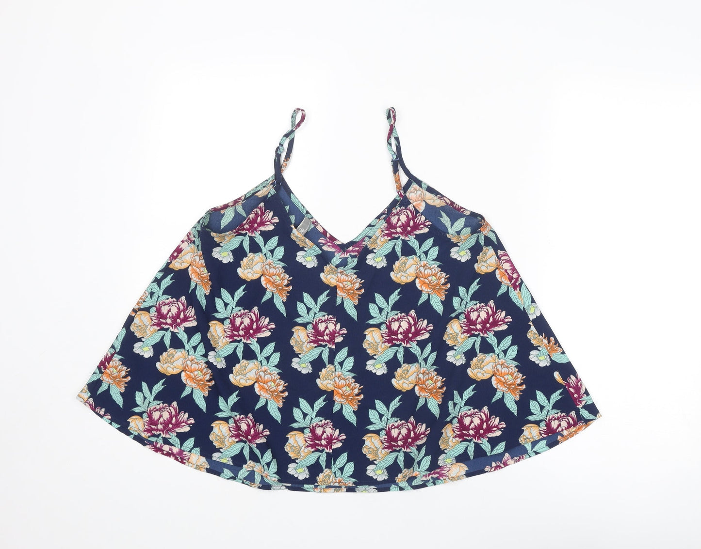 ASOS Womens Multicoloured Floral Polyester Basic Tank Size 12 V-Neck