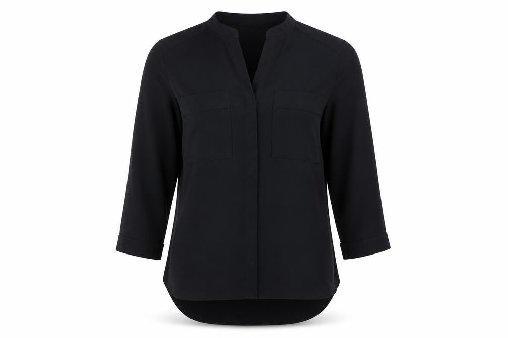 Dorothy Perkins Womens Black Polyester Basic Button-Up Size 6 V-Neck