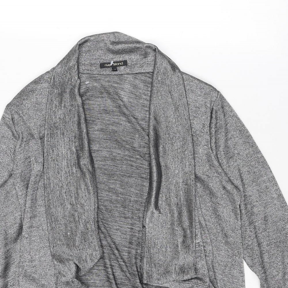 River Island Womens Silver V-Neck Polyester Cardigan Jumper Size 12