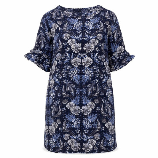 Monsoon Womens Blue Floral Viscose A-Line Size 8 Round Neck Pullover