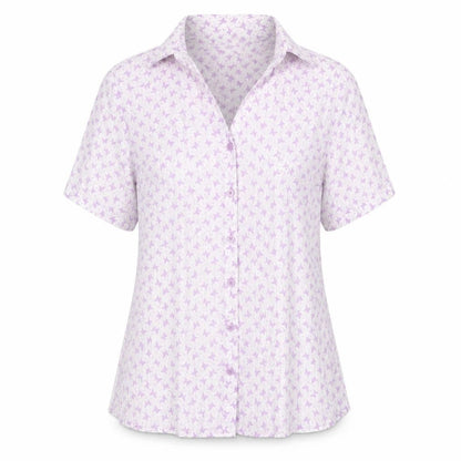 EWM Womens Purple Geometric Polyester Basic Button-Up Size 12 Collared - Butterfly Print