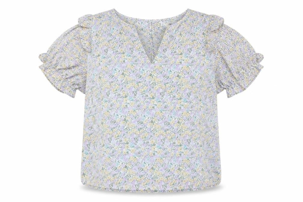 Moon Mood Womens Multicoloured Floral Polyester Basic Blouse Size XL V-Neck