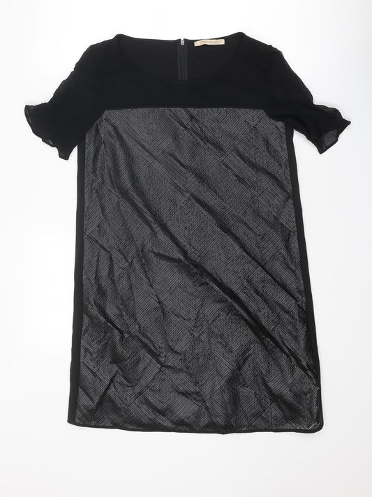 Penny Black Womens Black Viscose A-Line Size 8 Round Neck Zip