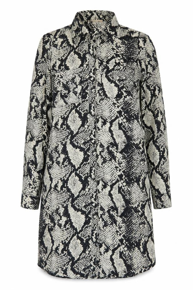 Cameo Rose Womens Ivory Animal Print Polyester Sheath Size 8 Collared Button - Snakeskin pattern