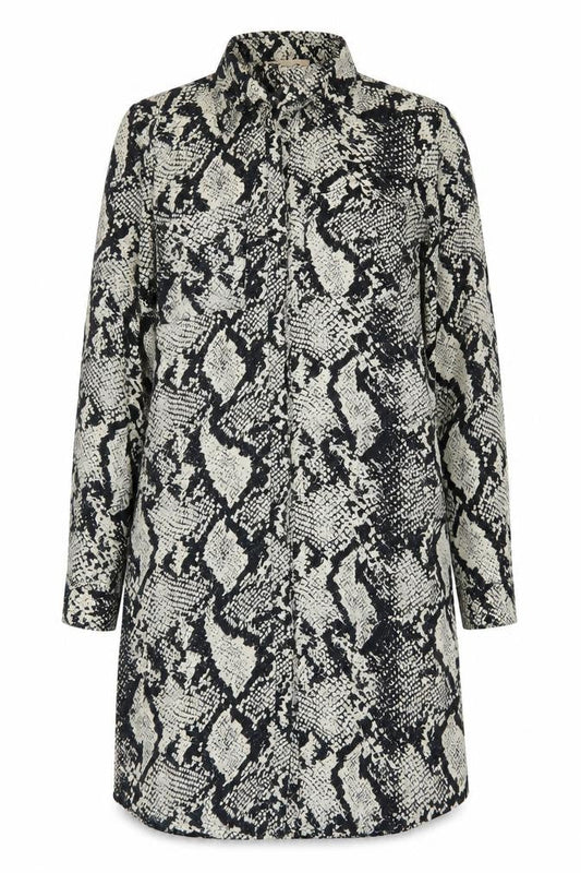 Cameo Rose Womens Ivory Animal Print Polyester Sheath Size 8 Collared Button - Snakeskin pattern