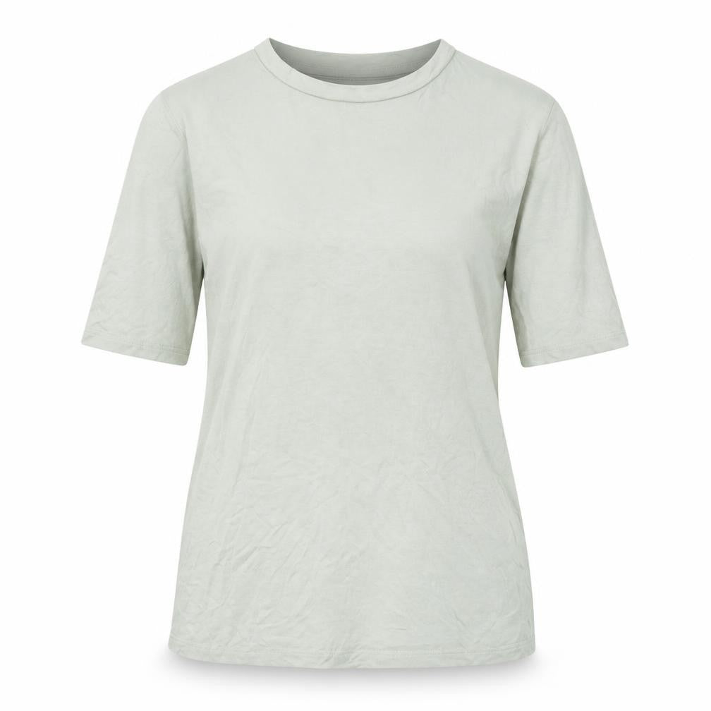 Marks & Spencer Womens Green Viscose Basic T-Shirt Size 14 Round Neck