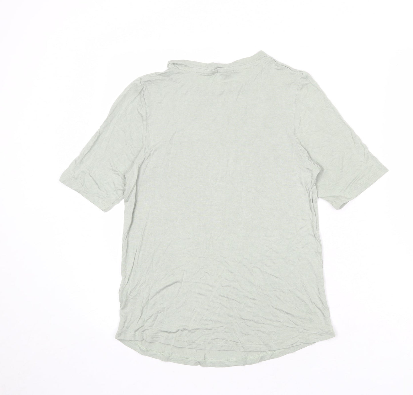 Marks and Spencer Womens Green Viscose Basic T-Shirt Size 14 Round Neck