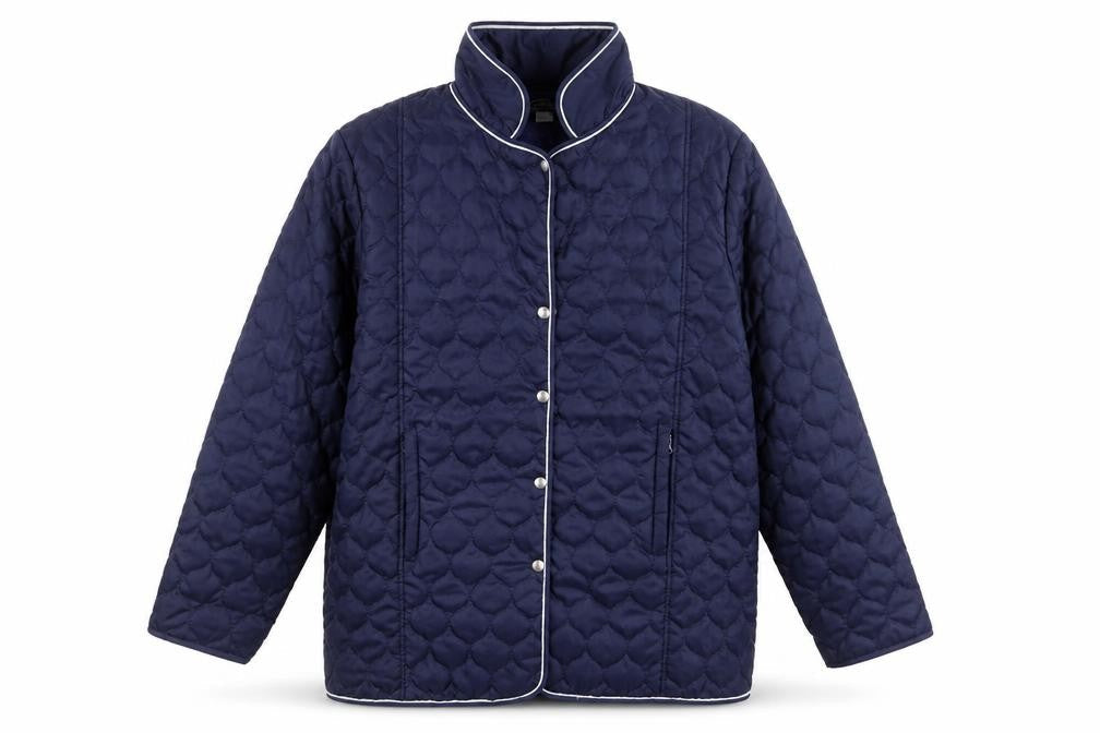 Gabriella Vicenga Womens Blue Quilted Jacket Size 14 Snap