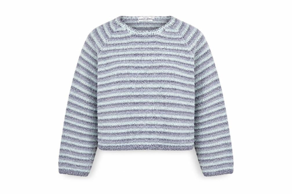Mango Womens Blue Round Neck Striped Viscose Pullover Jumper Size S - Size S-M