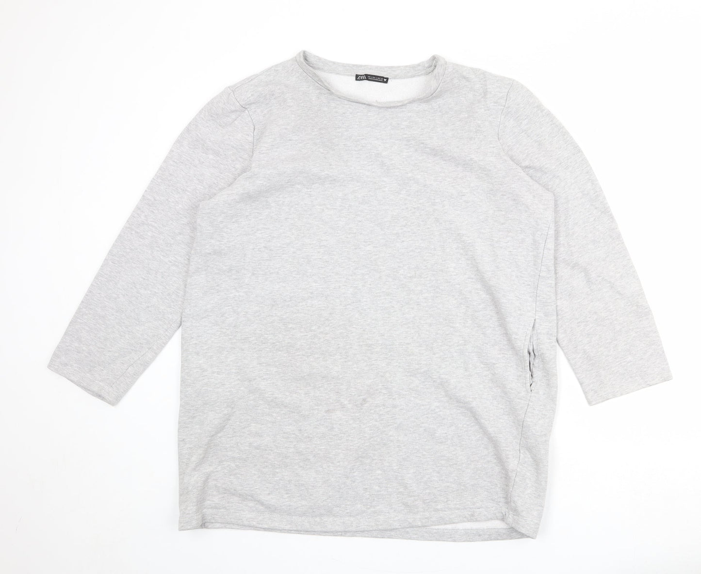 Zara Womens Grey Cotton Pullover Sweatshirt Size L Pullover