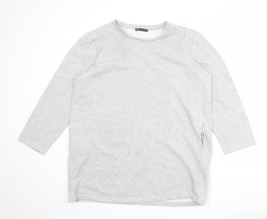 Zara Womens Grey Cotton Pullover Sweatshirt Size L Pullover