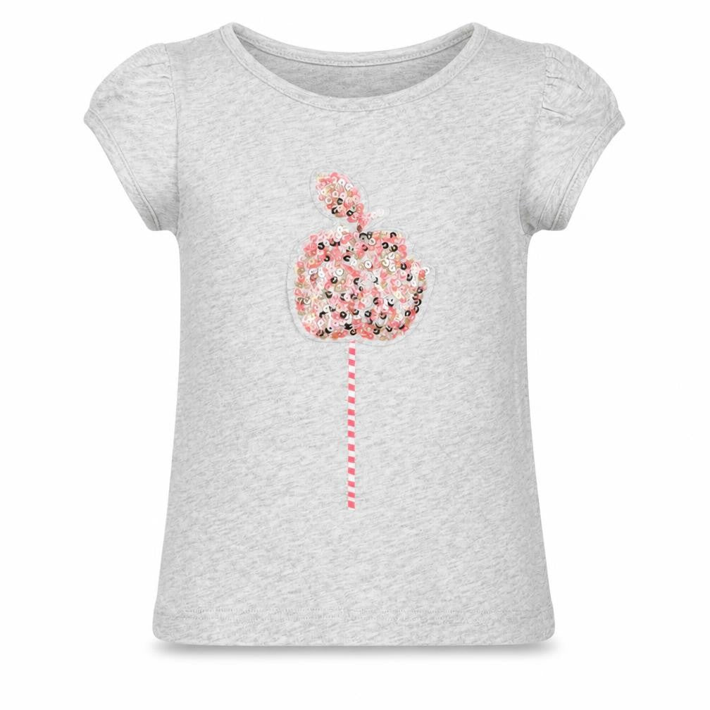 Billieblush Girls Grey Cotton Basic T-Shirt Size 4 Years Boat Neck Pullover