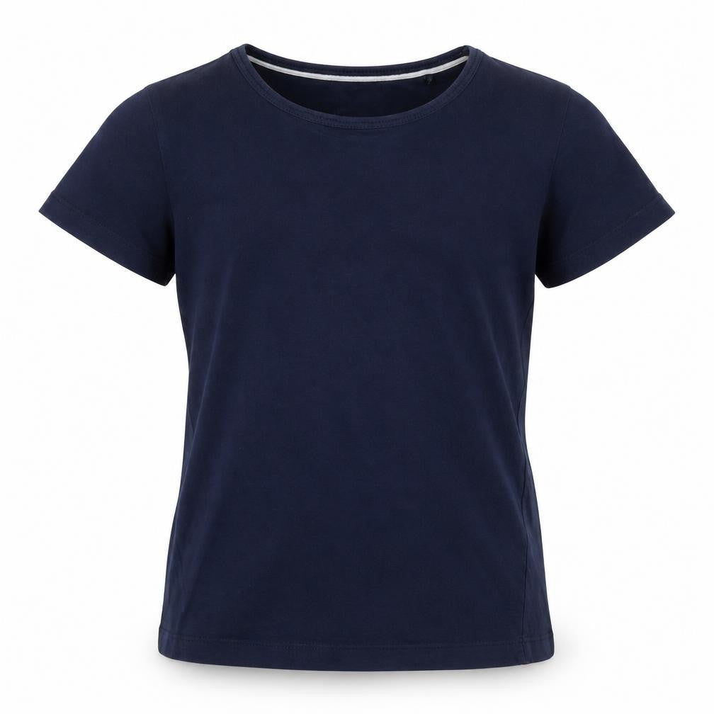 Pepperts Girls Blue Cotton Basic T-Shirt Size 8-9 Years Round Neck Pullover