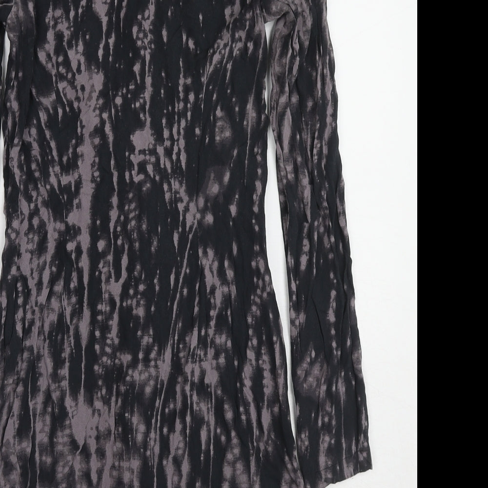 Divided by H&M Womens Black Tie Dye Viscose A-Line Size 8 Round Neck Button