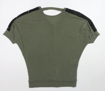 Quiz Womens Green Round Neck Polyester Pullover Jumper Size 10