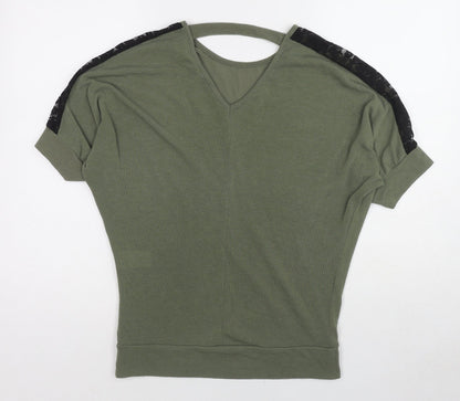 Quiz Womens Green Round Neck Polyester Pullover Jumper Size 10