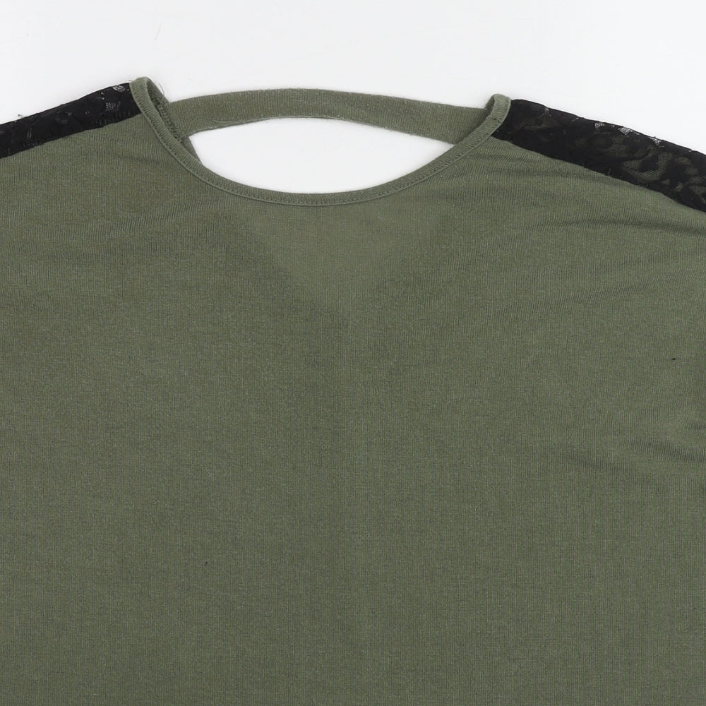 Quiz Womens Green Round Neck Polyester Pullover Jumper Size 10