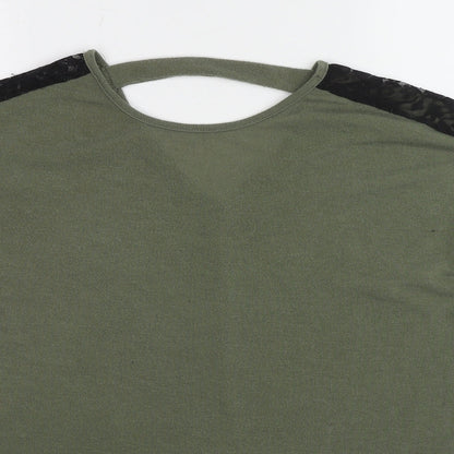 Quiz Womens Green Round Neck Polyester Pullover Jumper Size 10