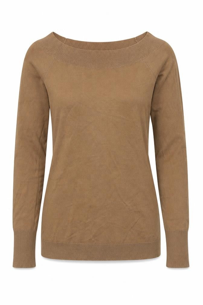 Jacob Womens Brown Boat Neck Cotton Pullover Jumper Size S