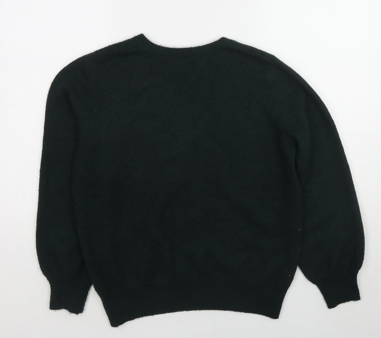 Miss Selfridge Womens Green V-Neck Acrylic Pullover Jumper Size 6
