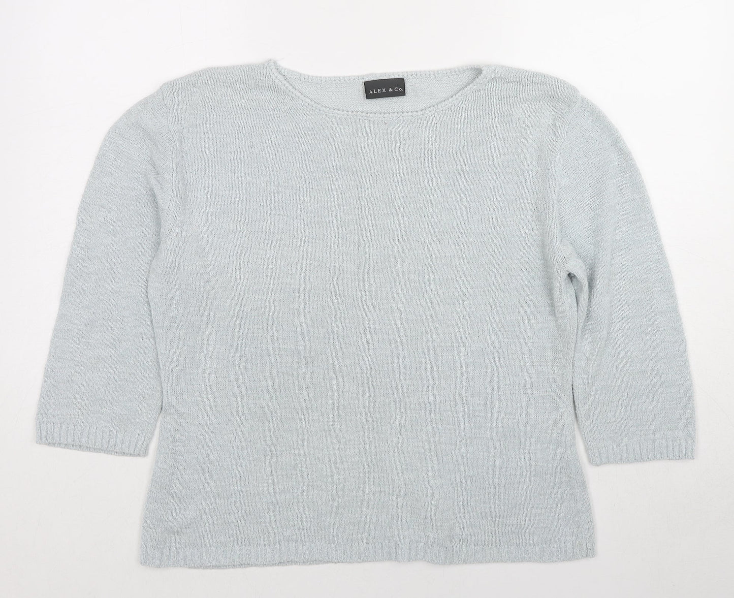 Alex&Co. Womens Blue Round Neck Nylon Pullover Jumper Size 18