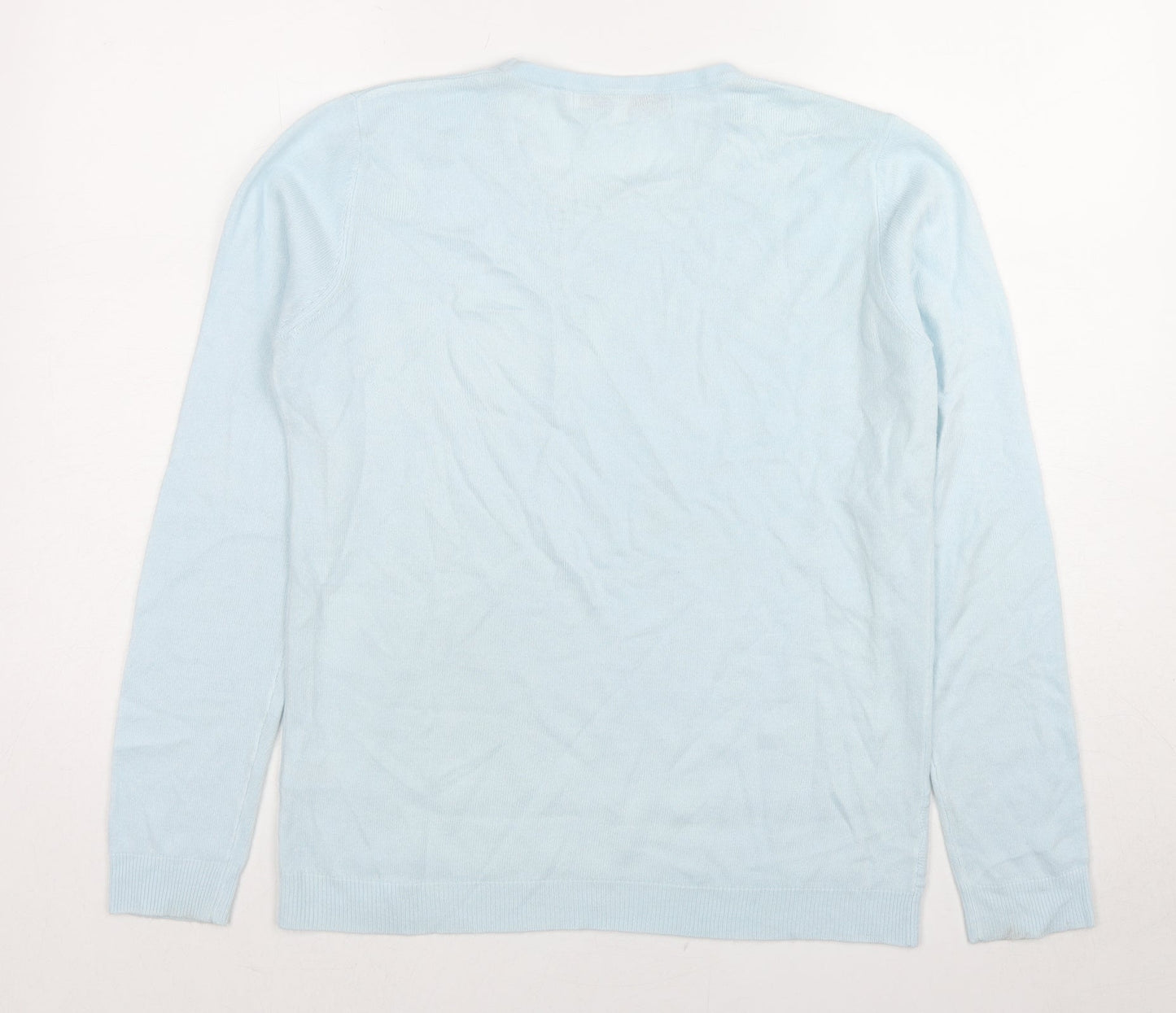 Vida Vi Womens Blue Round Neck Acrylic Pullover Jumper Size M