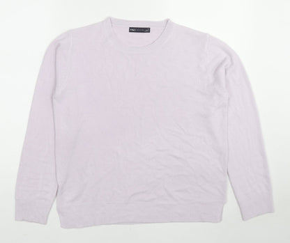 Marks & Spencer Womens Purple Round Neck Acrylic Pullover Jumper Size 14